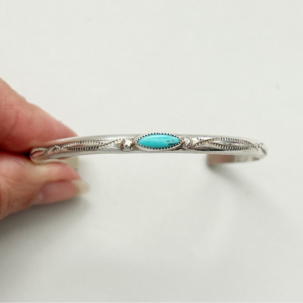 Vintage Zuni Pete Paquin Turquoise Sterling Silver Cuff Bracelet